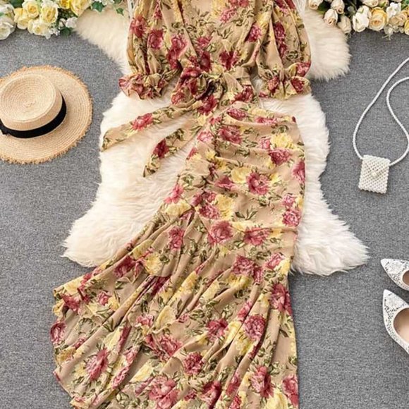 Bohemian Floral Print Dress - Picture 3 of 4